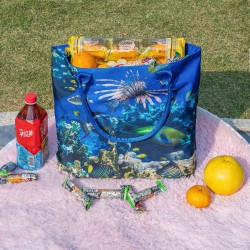 Eco-Friendly Beach Bag: Crafted from 100% Recycled Ocean Bound Plastic, Water-Resistant, Spacious with Zipper Closure, Versatile for Beach