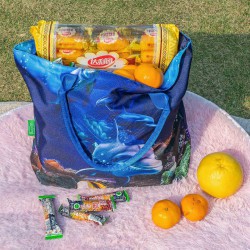 Eco-Friendly Beach Bag: Made from 100% Recycled Ocean Bound Plastic, High-Quality Water-Resistant Fabric, Large Capacity with Zipper Closure, Perfect for Beach, Travel, Shopping, and Daily Use, Available in Over 100 Unique Copyright-Free Patterns