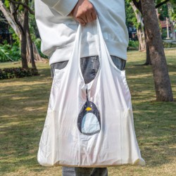 Customizable Cute penguin Pouch Reusable Grocery Bag Durable Easy-Fold Machine Washable 100% Needle Detection Compliant