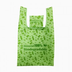 100% Biodegradable Shopping Bag with Basic Style Folded Into Square Pouch