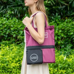Reusable Eco Friendly Foldable Polyester Tote Shopping Bag with Pocket