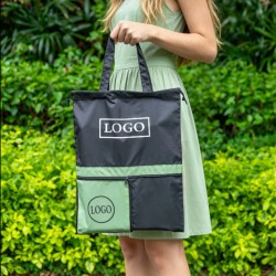 Custom Logo Printed Reusable Polyester Tote Shopping Bag for Grocery